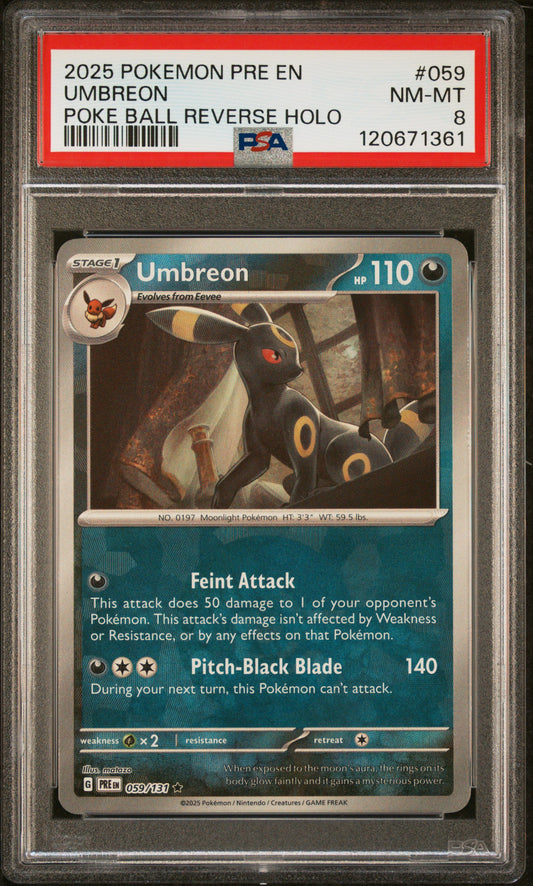 PSA 8 - Umbreon Pokeball Reverse 059/131 SV Prismatic Evolutions - Pokemon