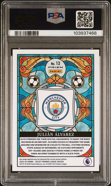 PSA 9 - Julian Alvarez 2023-24 #13 Select Stained Glass Case Hit - Football