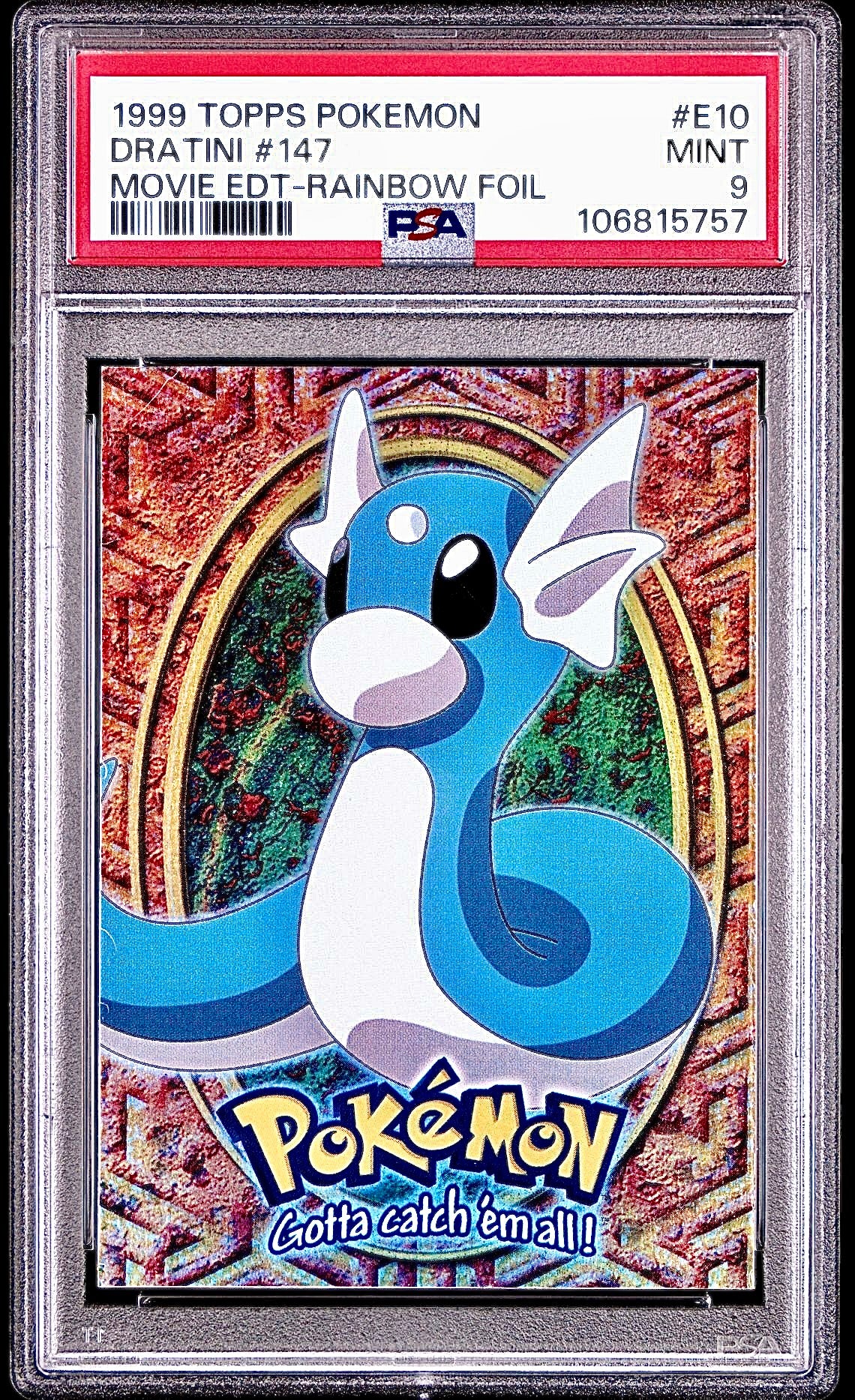 PSA 9 - Dratini Rainbow Foil #E10 1999 TOPPS Movie Edition - Pokemon