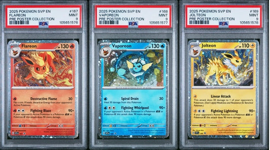 PSA 9 - Flareon 167 Vaporeon 168 Jolteon 169 SV Prismatic Evolutions - Pokemon