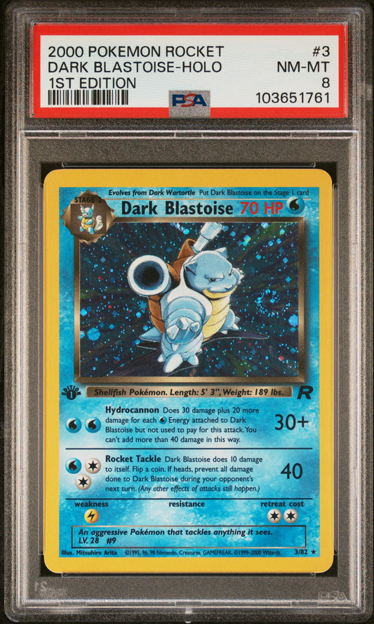 PSA 8 - Dark Blastoise 3/82 WOTC Rocket 1st Edition - Pokemon