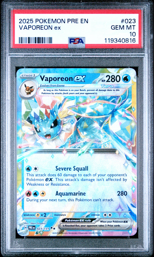 PSA 10 - Vaporeon ex 023/131 SV Prismatic Evolutions - Pokemon