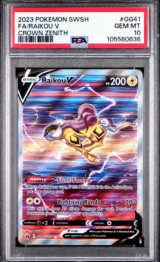 PSA 10 - Raikou V GG41/GG70 SWSH Crown Zenith - Pokemon