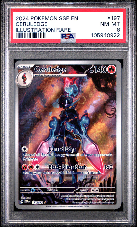PSA 8 - Ceruledge IR 197/191 SV Surging Sparks - Pokemon
