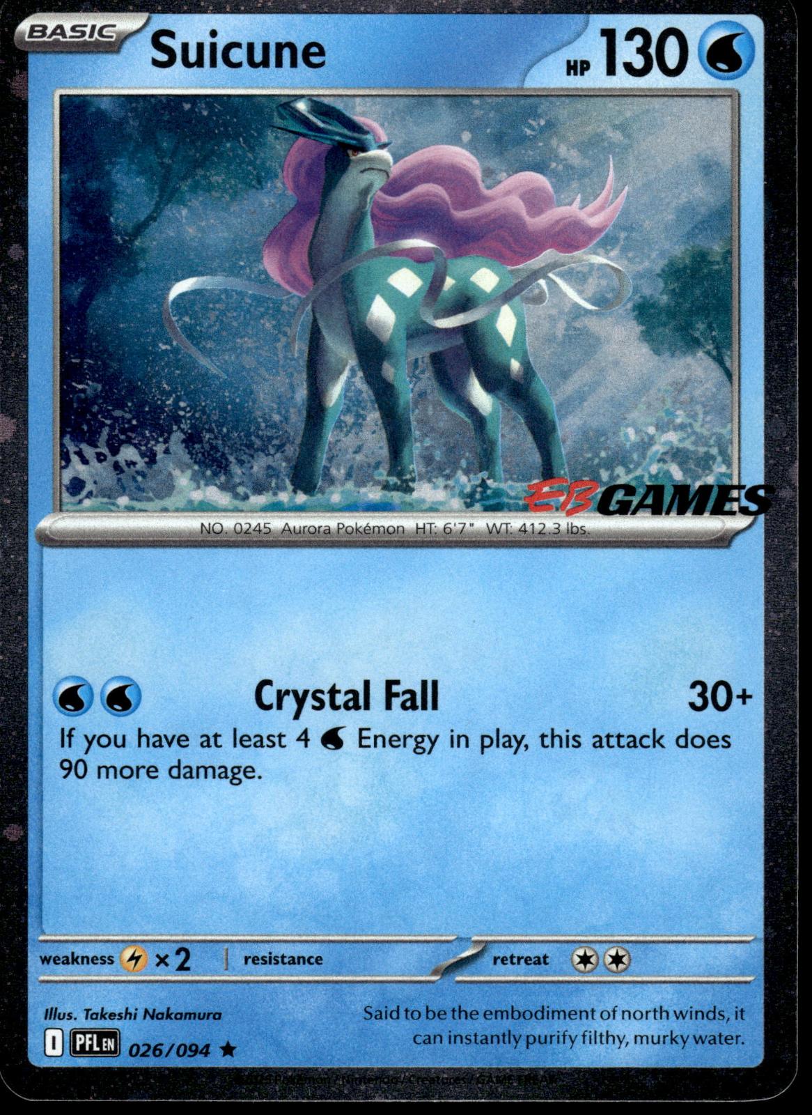 Suicune Holo 026/094 EB Games Exclusive MEG Phantasmal Flames Pokemon [NM] (2)