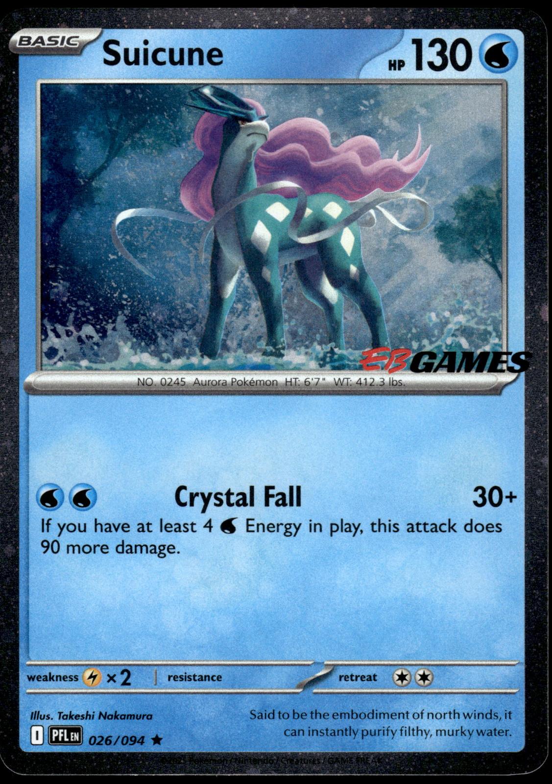 Suicune Holo 026/094 EB Games Exclusive MEG Phantasmal Flames Pokemon [NM] (1)