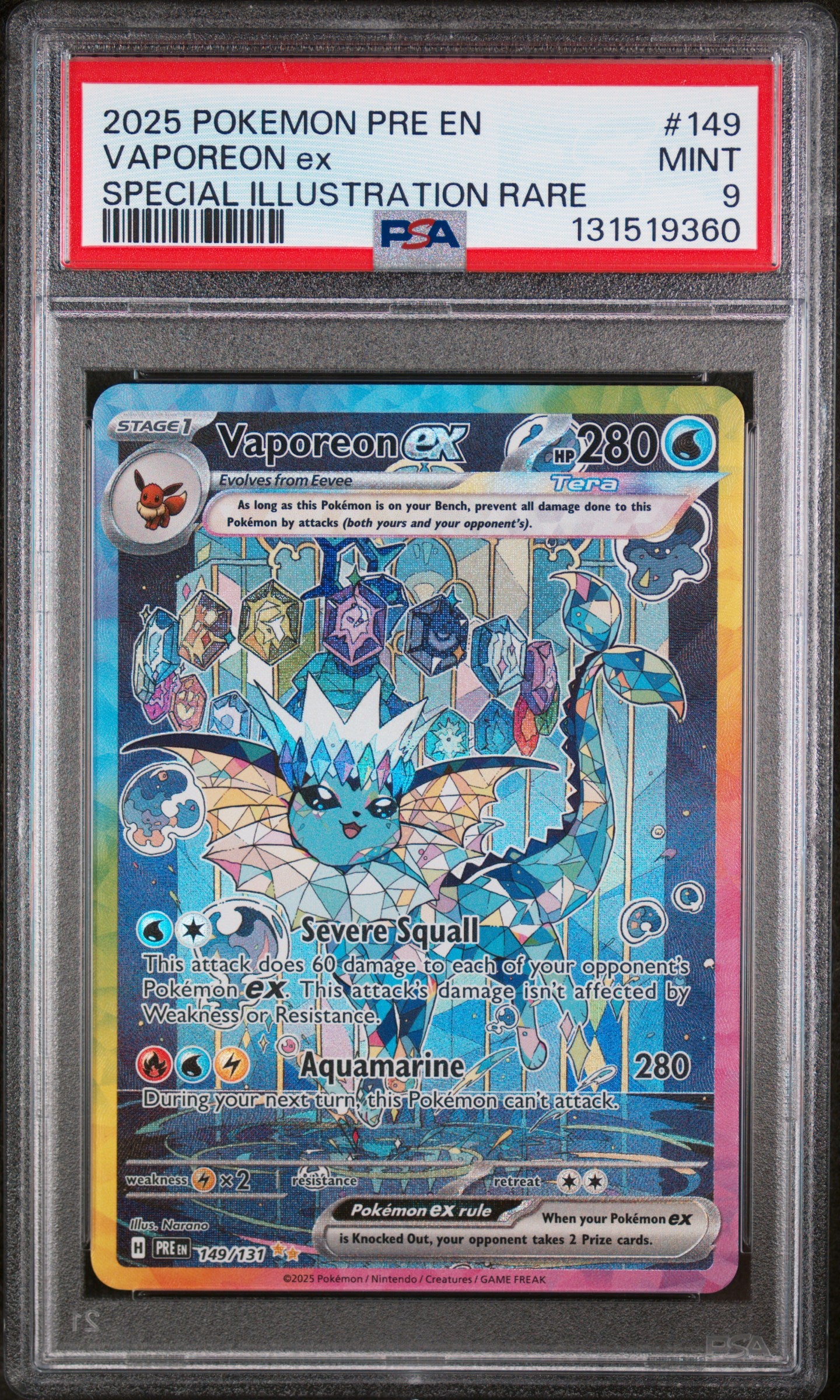 PSA 9 - Vaporeon ex 149/131 SIR SV Prismatic Evolution - Pokemon