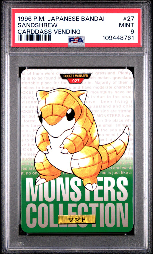 PSA 9 - Sandshrew #27 1996 JPN Bandai Carddass Vending - Pokemon