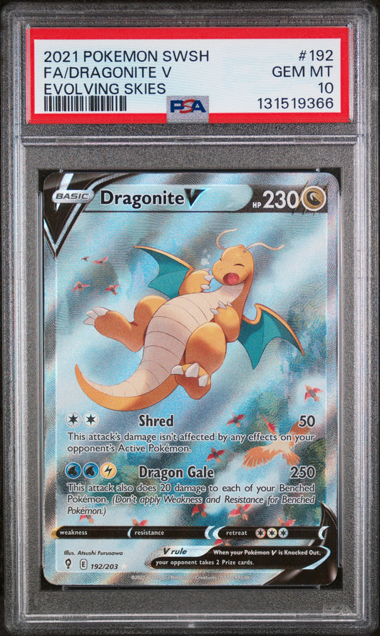 PSA 10 - Dragonite V 192/203 SWSH Evolving Skies - Pokemon