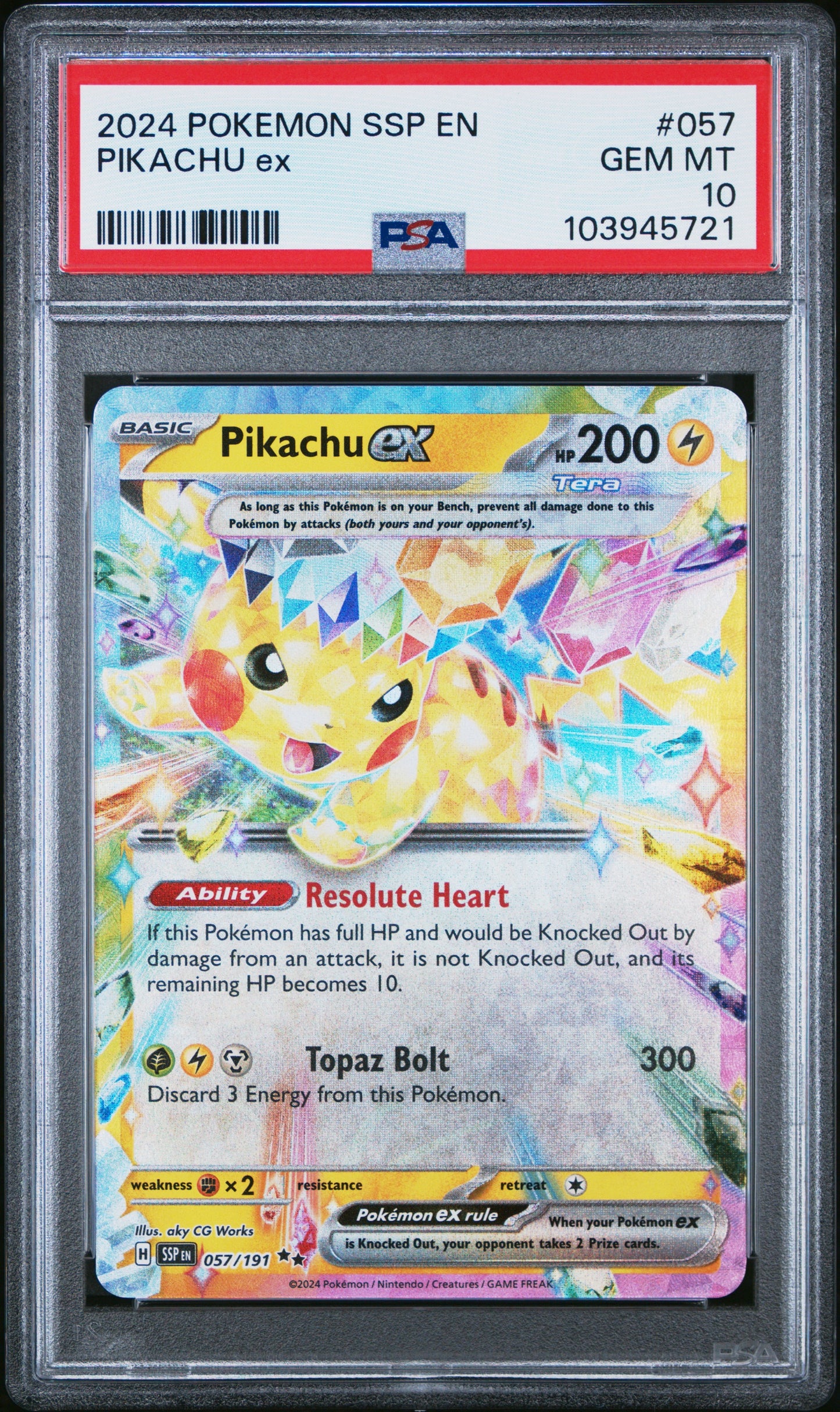 PSA 10 - Pikachu ex 057/191 SV Surging Sparks - Pokemon