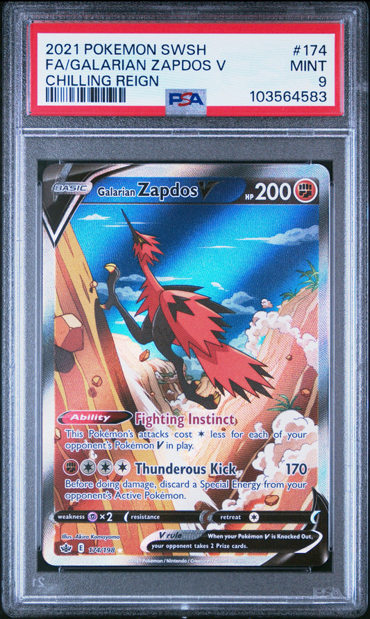 PSA 9 - Galarian Zapdos 174/198 SWSH Chilling Reign - Pokemon