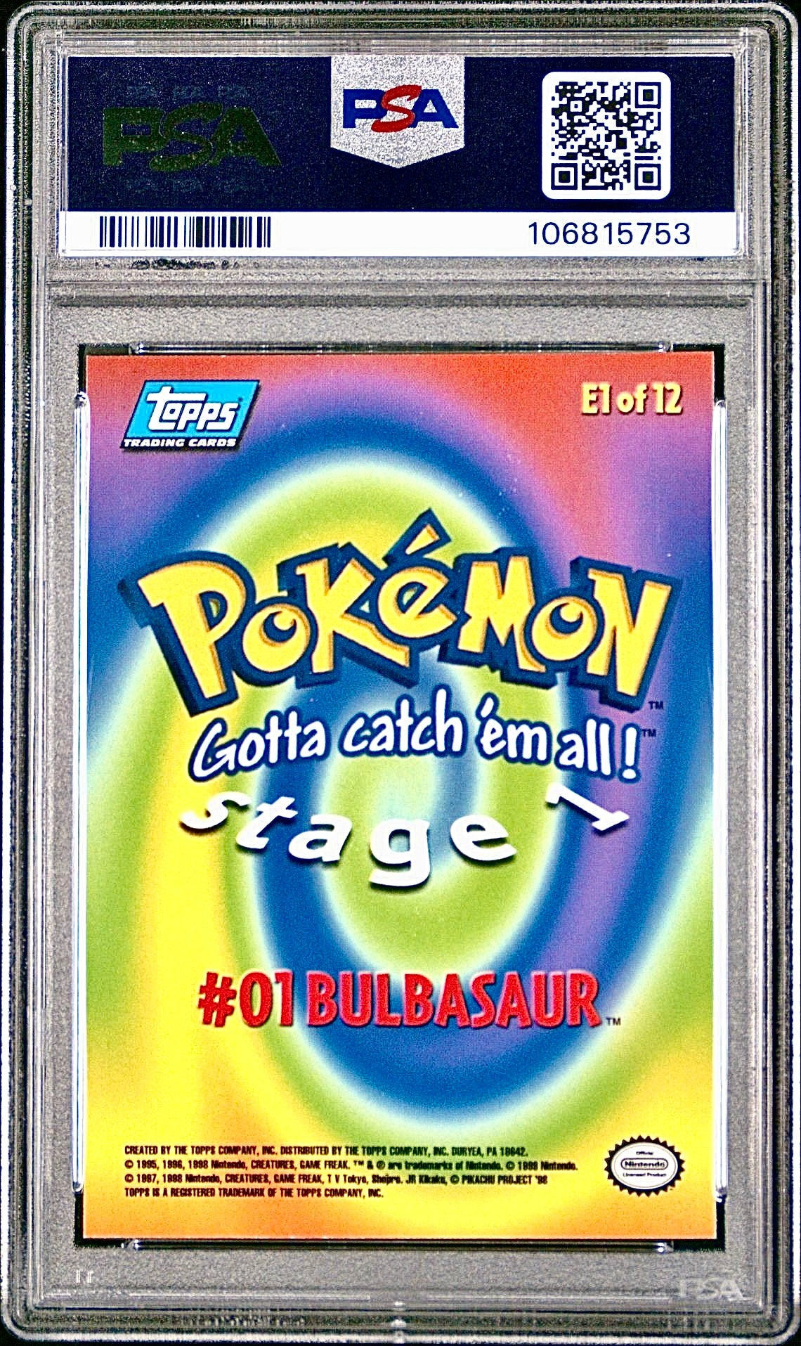 PSA 8 - Bulbasaur #E1 1999 TOPPS Movie Edition - Pokemon