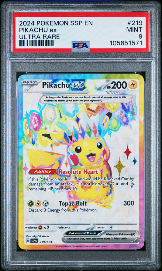 PSA 9 - Pikachu ex 219/191 SV Surging Sparks - Pokemon