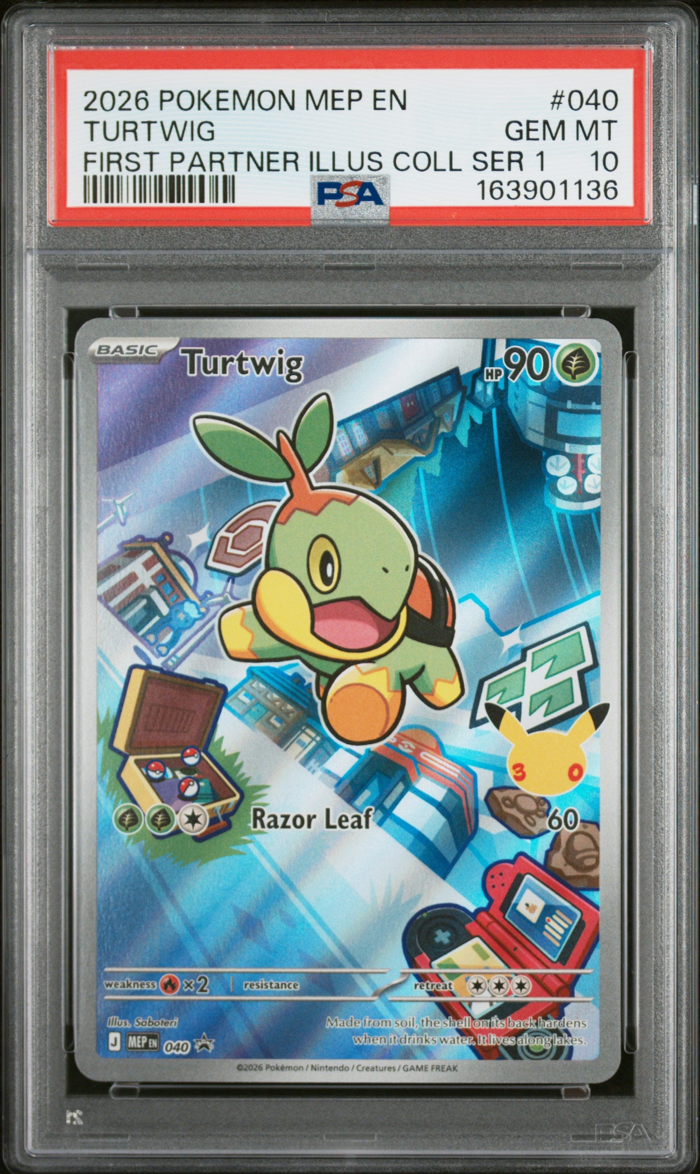 PSA 10 - Turtwig MEP040 First Partner Illustration Promo x136 - Pokemon