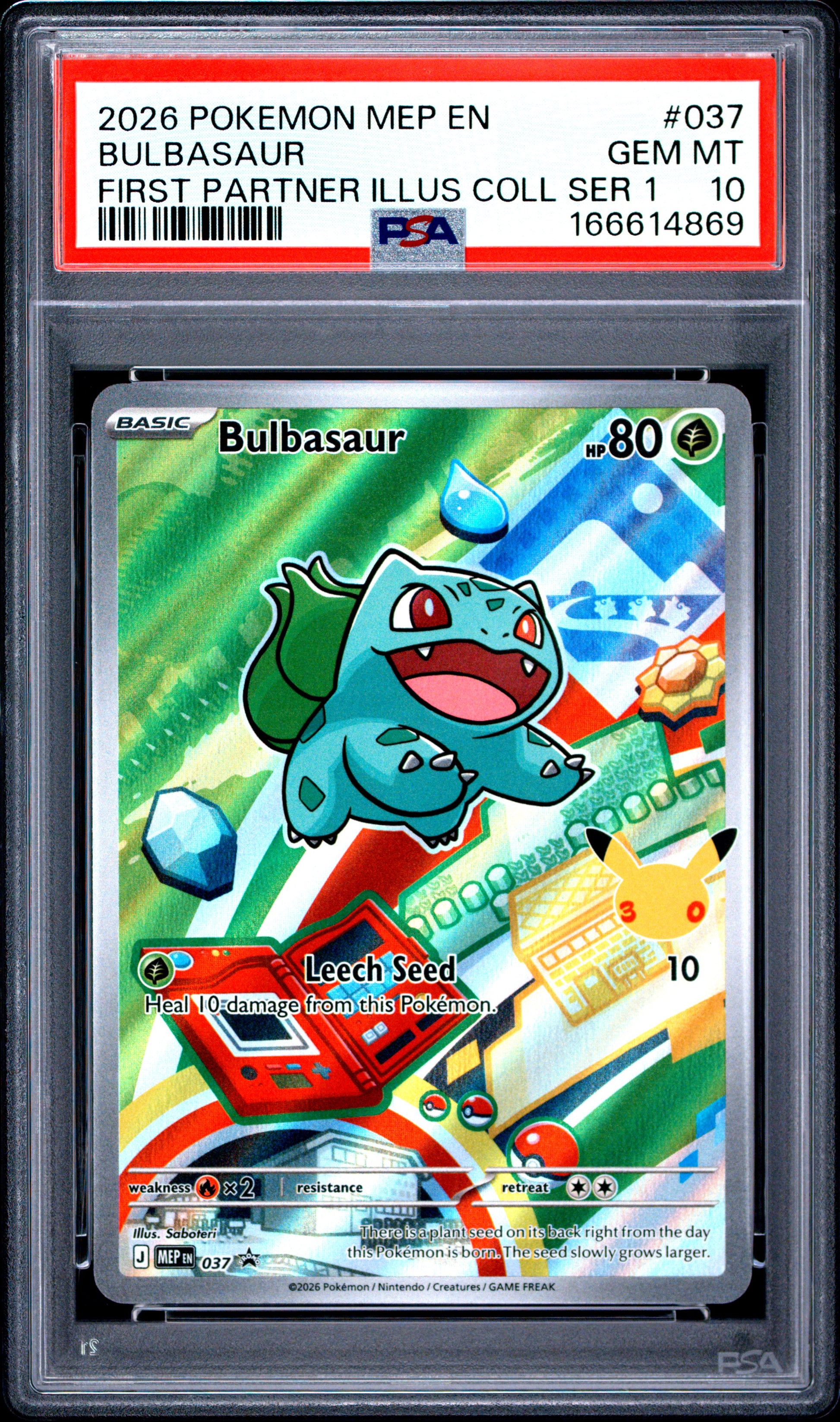 PSA 10 - Bulbasaur MEP037 First Partner Illustration Promo x869 - Pokemon