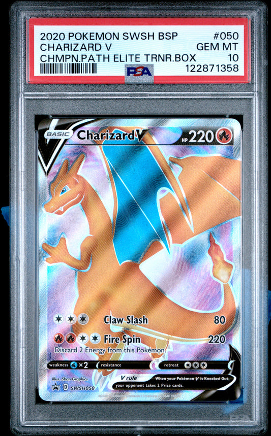 PSA 10 - Charizard V SWSH050 Champion's Path Elite Training Box Promo - Pokemon