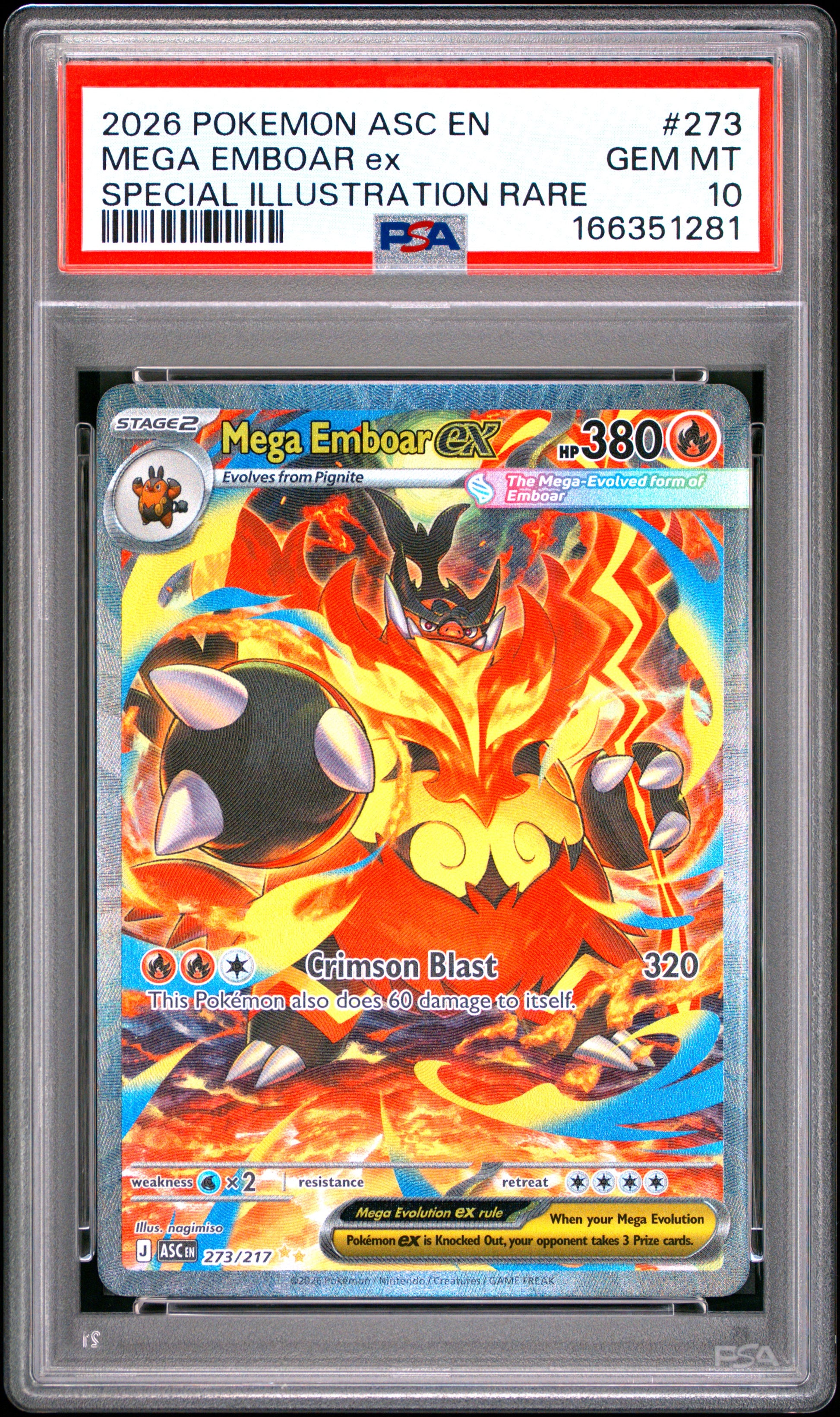 PSA 10 - Mega Emboar ex 273/217 SIR ME Ascended Heroes x281 - Pokemon
