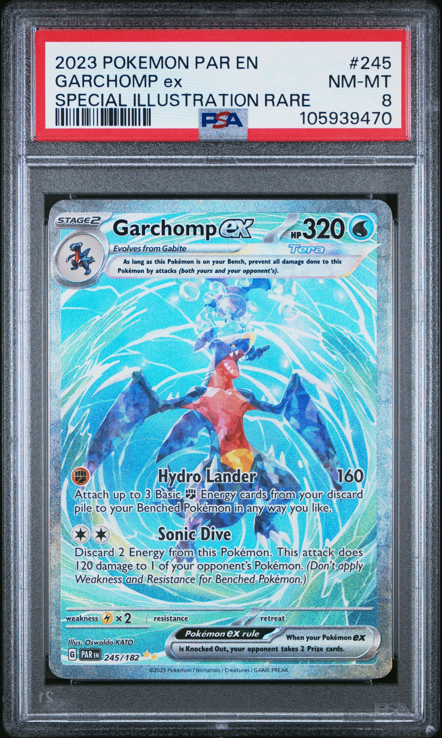 PSA 8 - Garchomp ex SIR 245/182 SV Paradox Rift - Pokemon