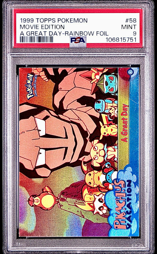PSA 9 - A Great Day Rainbow Foil #58 1999 TOPPS Movie Edition - Pokemon