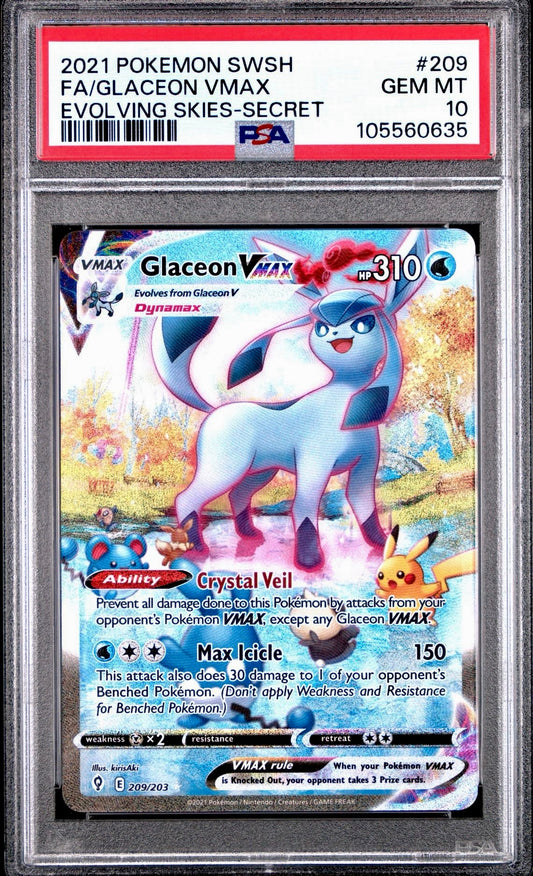 PSA 10 - Glaceon VMAX 209/203 SWSH Evolving Skies - Pokemon