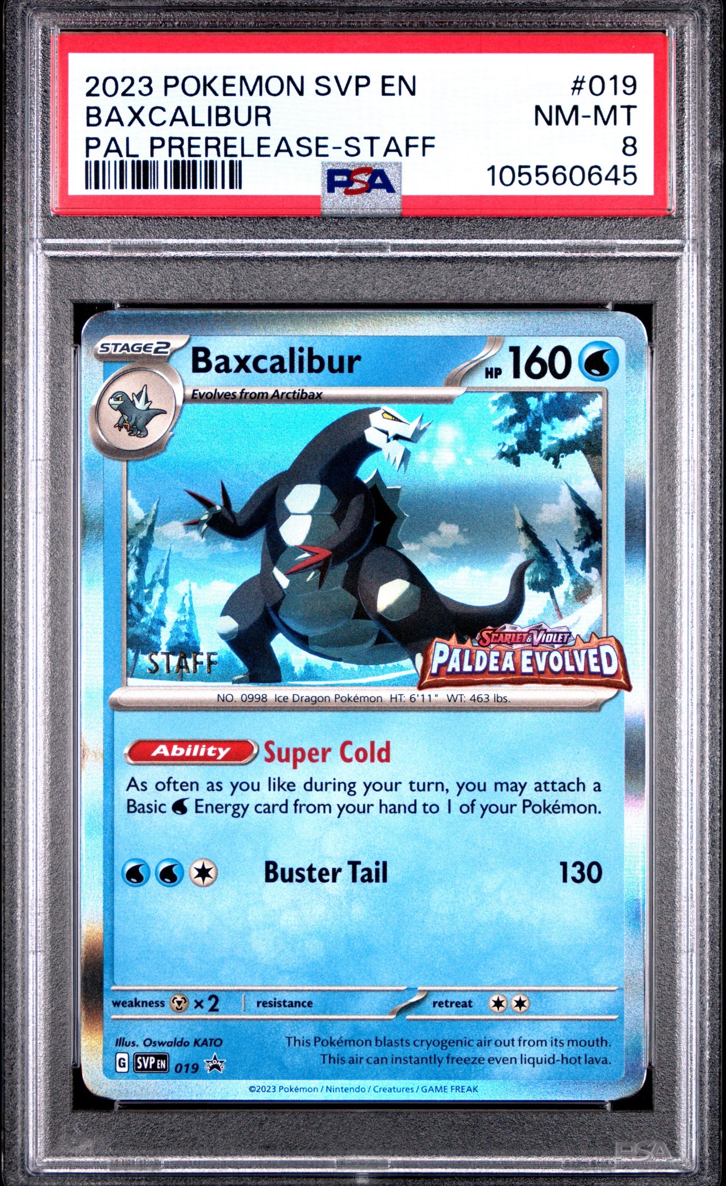 PSA 8 - Baxcalibur SVP019 Paldea Evolved STAFF Prerelease Promo - Pokemon