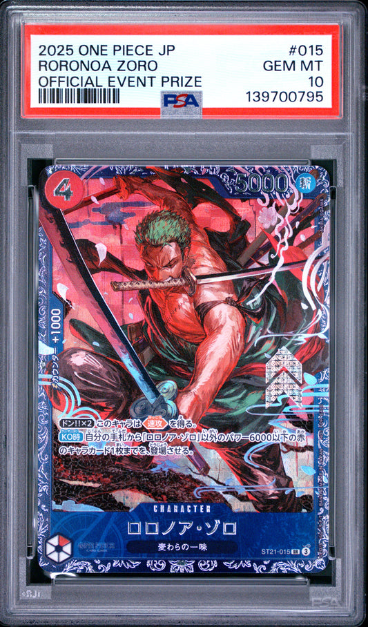 PSA 10 - Roronoa Zoro ST21-015 Official Event Prize Japanese x795 - One Piece