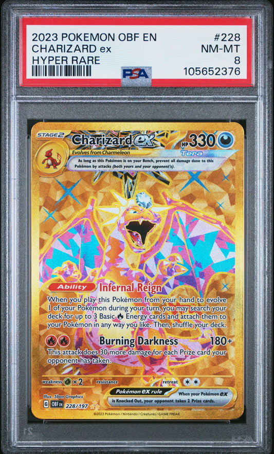 PSA 8 - Charizard ex 228/197 SV Obsidian Flames - Pokemon