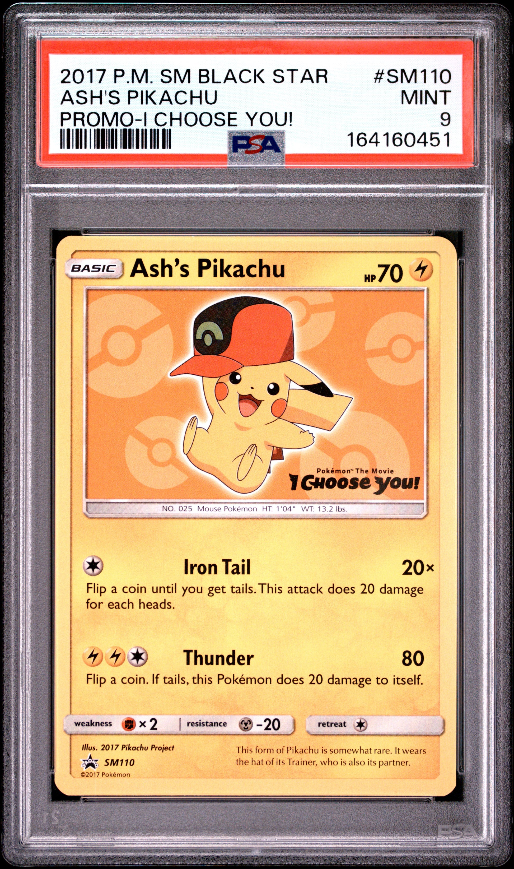 PSA 9 - Ash's Pikachu SM110 I Choose You Promo x451 - Pokemon