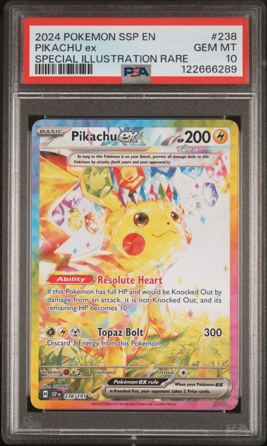 PSA 10 - Pikachu ex 238/191 SIR SV Surging Sparks - Pokemon