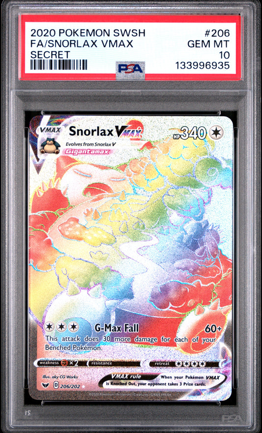 PSA 10 - Snorlax VMAX 206/202 SWSH Sword & Shield Base Set - Pokemon