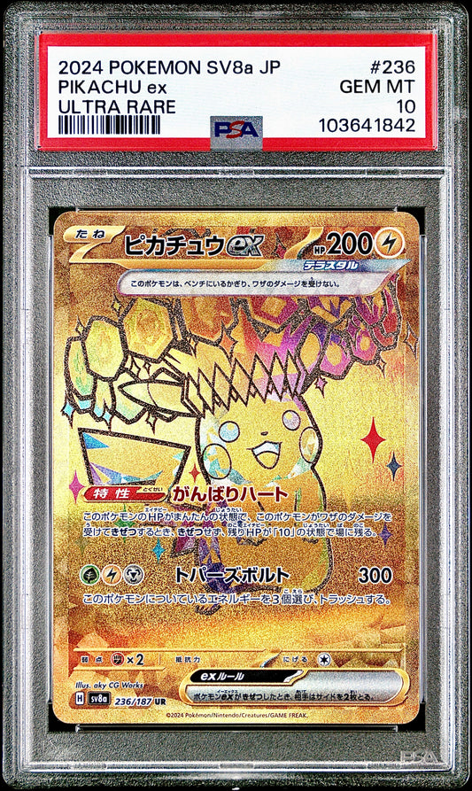 PSA 10 - Pikachu ex 236/187 SV8a Terestal Fest - Pokemon