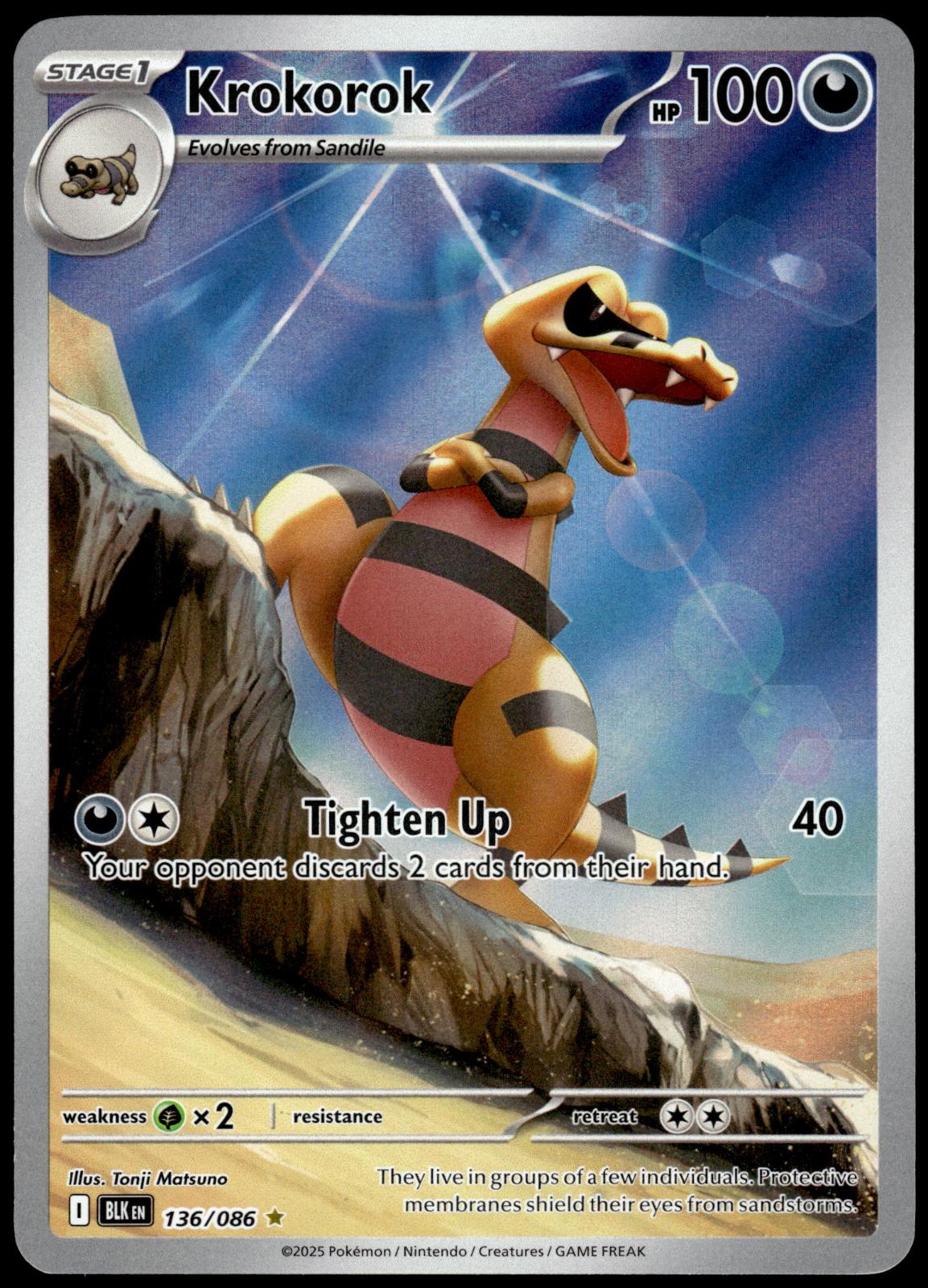 Krokorok 136/086 IR SV Black Bolt Pokemon [NM] (1)