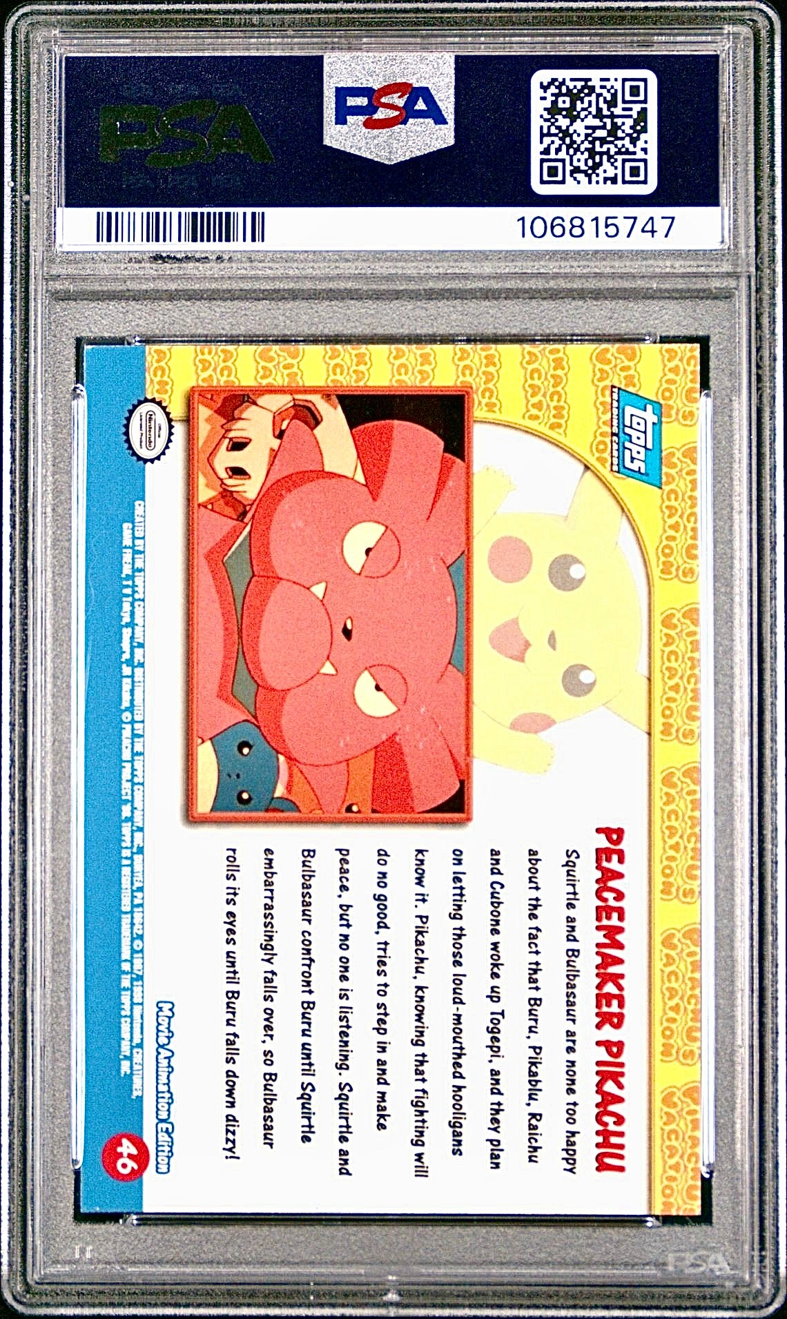 PSA 8 - Peacemaker Pikachu #46 1999 TOPPS Movie Edition - Pokemon