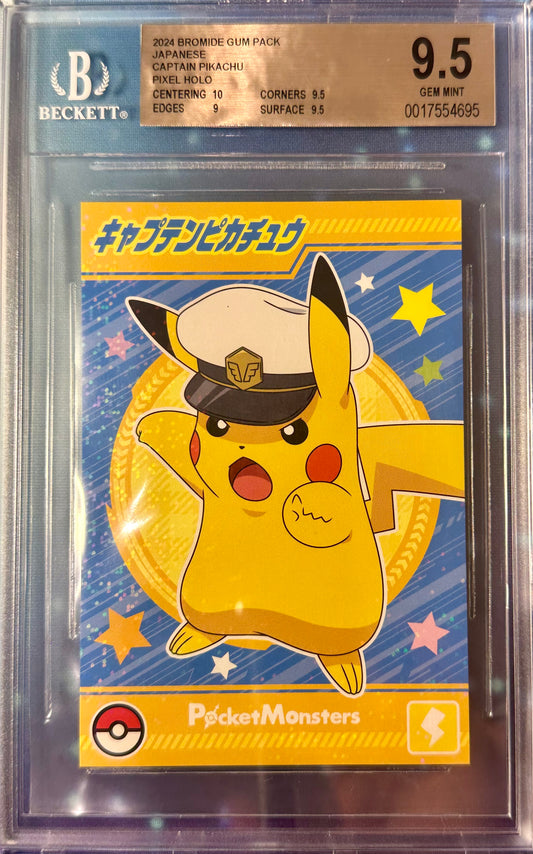 BGS 9.5 - Captain Pikachu Pixel Holo 2024 Bromide Gum Japanese - Pokemon
