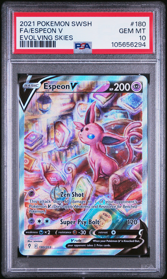 PSA 10 - Espeon V Alternate Art 180/203 SWSH Evolving Skies - Pokemon