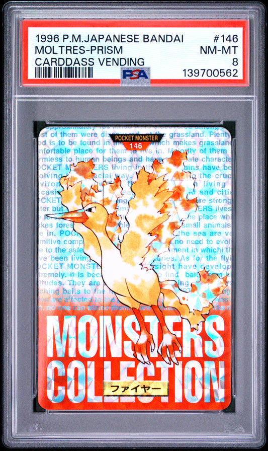 PSA 8 - Moltres Prism #146 1996 Bandai Carddass Vending x562 - Pokemon