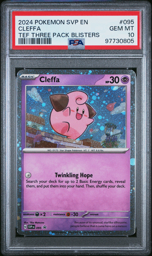 PSA 10 - Cleffa Holo SVP095 Temporal Forces Three Pack Blister Promo - Pokemon