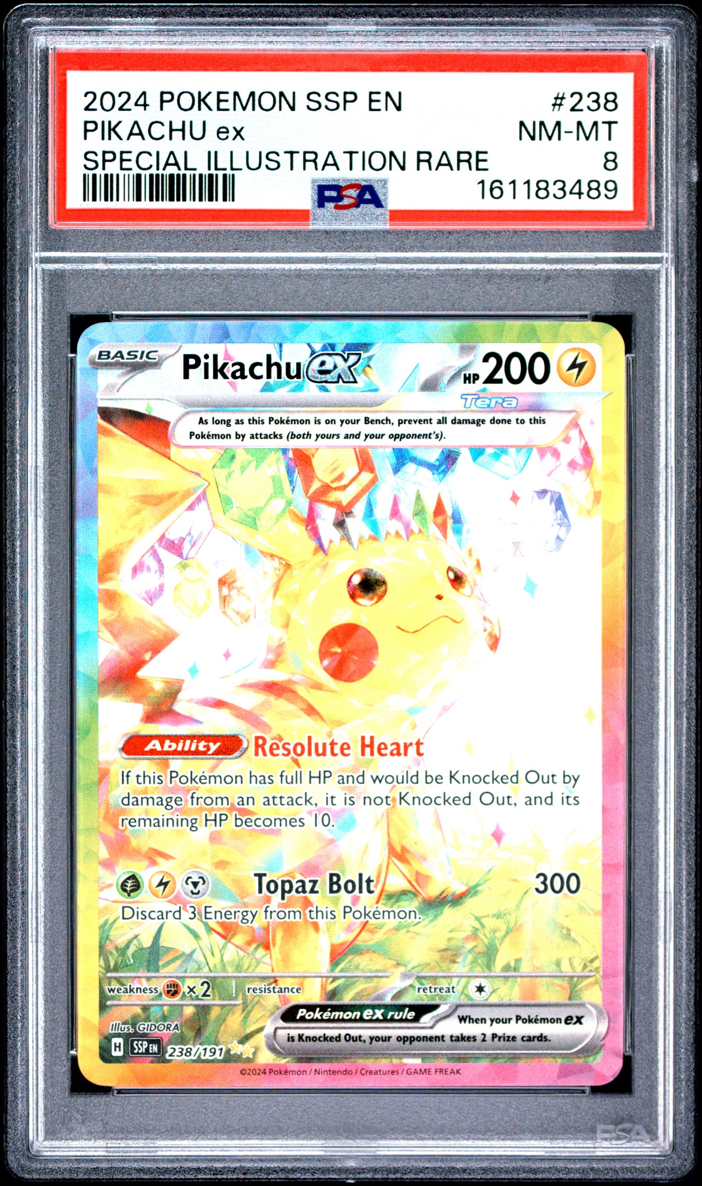 PSA 8 - Pikachu ex 238/191 SIR SV Surging Sparks x489 - Pokemon