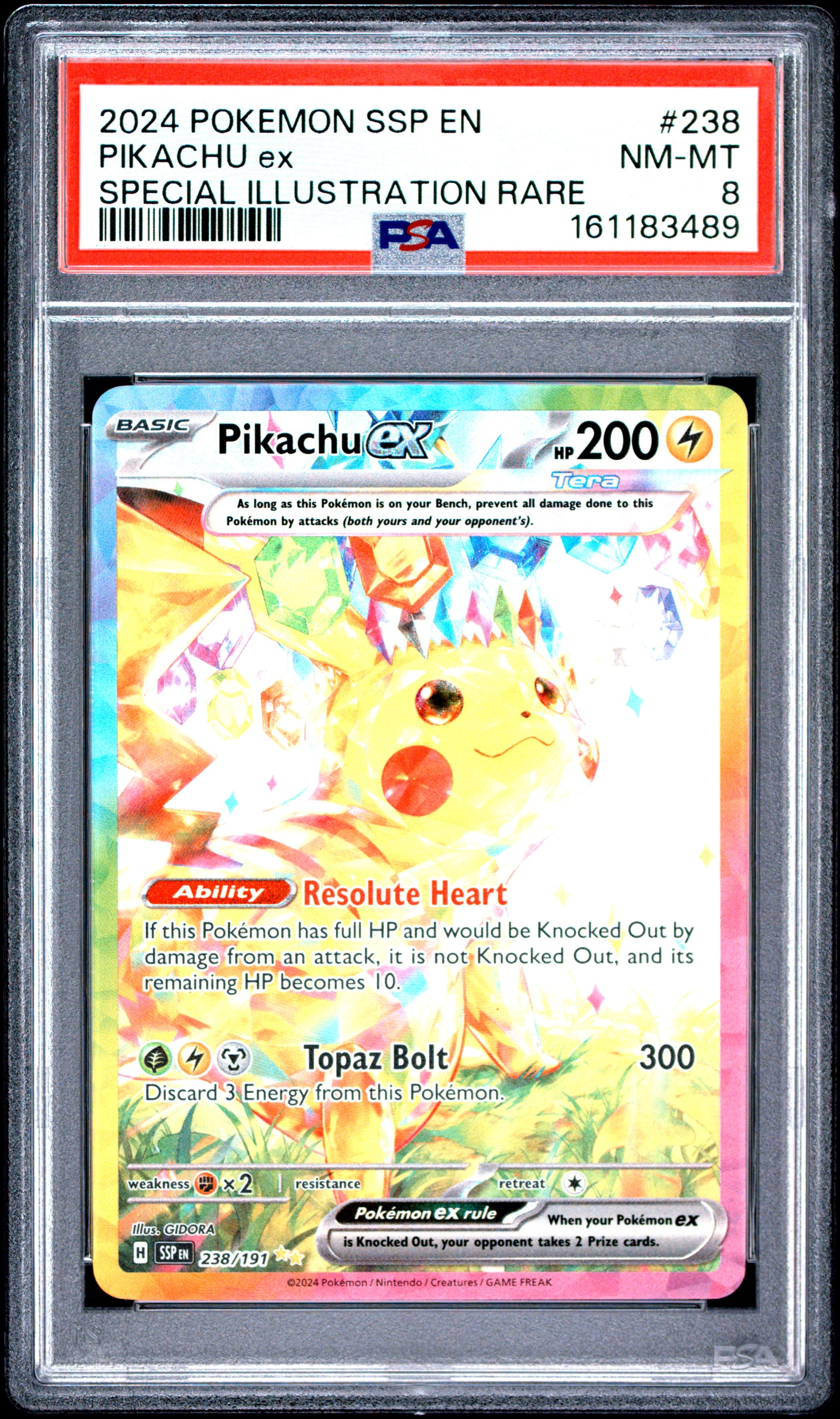 PSA 8 - Pikachu ex 238/191 SIR SV Surging Sparks x489 - Pokemon
