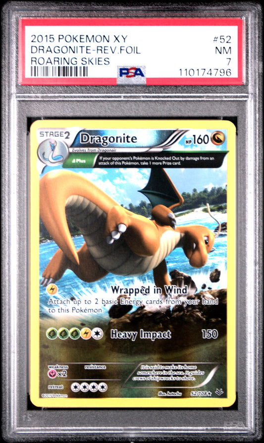 PSA 7 - Dragonite Reverse 52/108 XY Roaring Skies - Pokemon