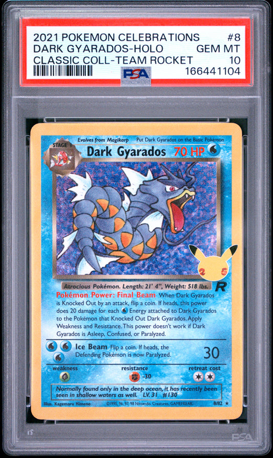 PSA 10 - Dark Gyarados Holo 8/82 SWSH Celebrations Classic x104 - Pokemon