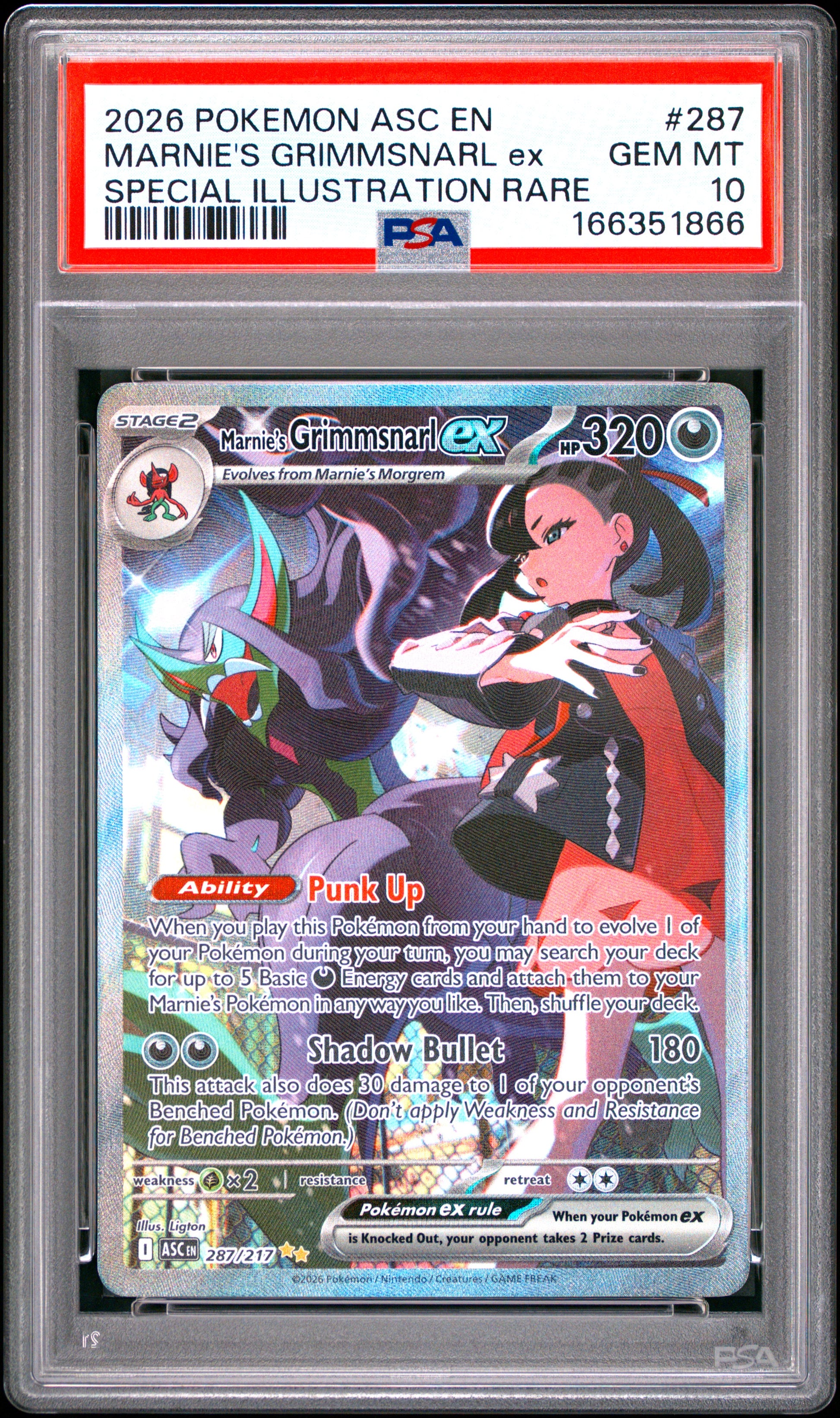 PSA 10 - Marnie's Grimmsnarl ex 287/217 SIR MEG Ascended Heroes x866 - Pokemon