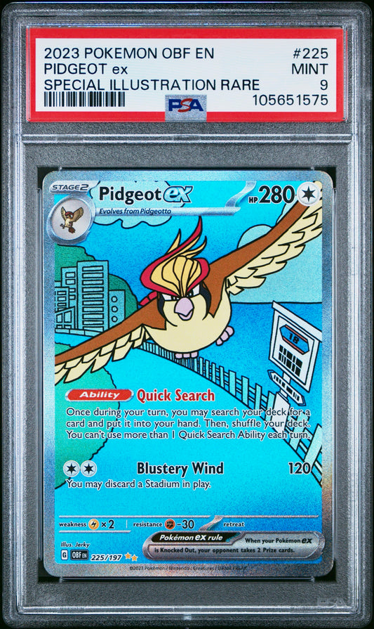 PSA 9 - Pidgeot SIR 225/197 SV Obsidian Flames - Pokemon