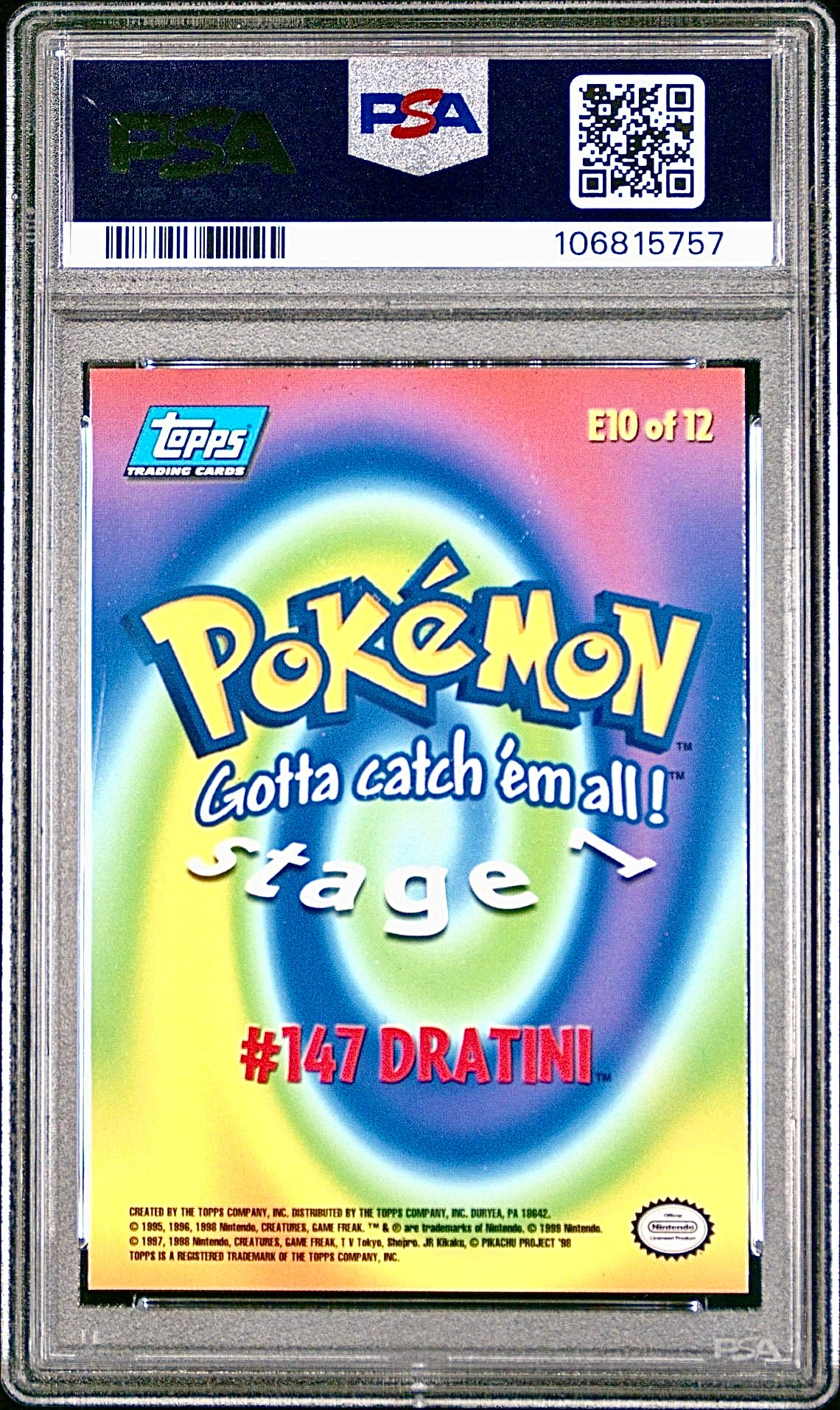 PSA 9 - Dratini Rainbow Foil #E10 1999 TOPPS Movie Edition - Pokemon