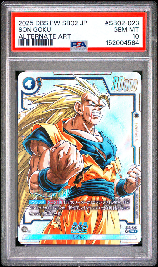 PSA 10 - Son Goku SB02-023 SR Alt Art JPN Fusion World x584 - DBS