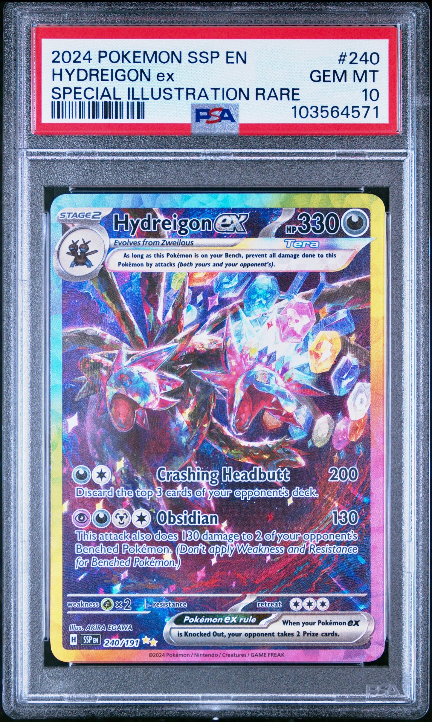 PSA 10 - Hydreigon ex 240/191 SV Surging Sparks - Pokemon