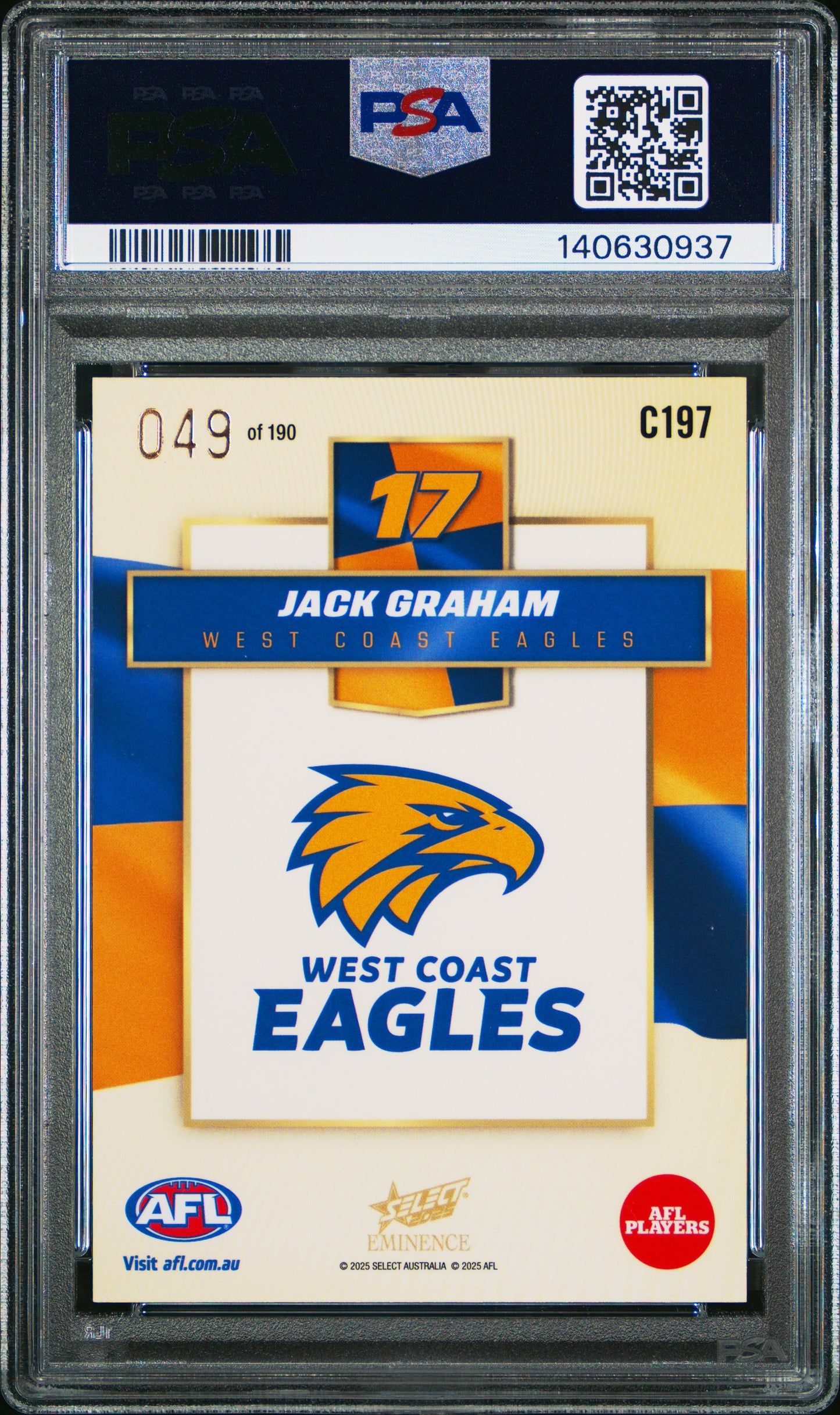 PSA 9 - Jack Graham #C197 Colours 2025 SELECT Eminence - AFL