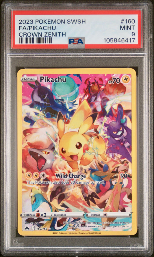 PSA 9 - Pikachu Secret 160/159 SWSH Crown Zenith - Pokemon
