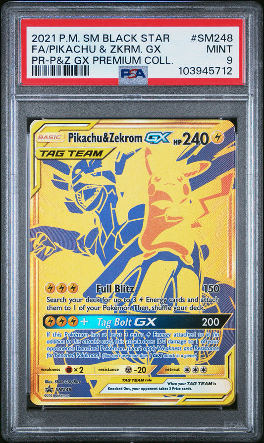 PSA 9 - Pikachu & Zekrom GX SM248 Premium Collection Box Promo - Pokemon