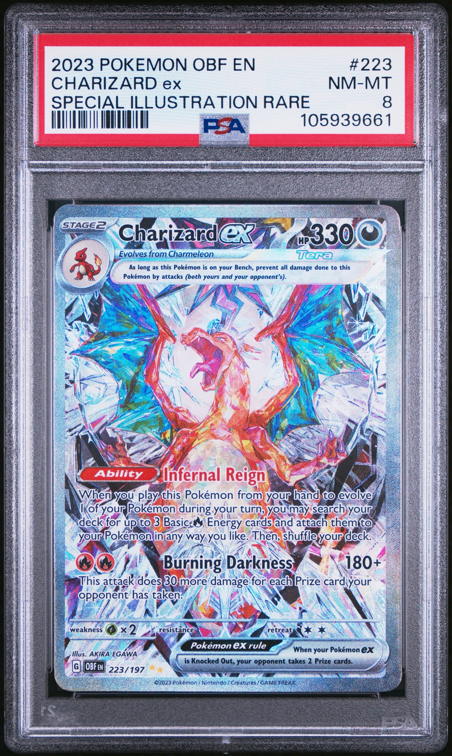 PSA 8 - Charizard ex SIR 223/197 SV Obsidian Flames - Pokemon